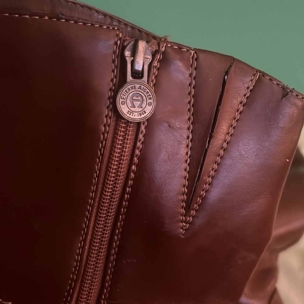 Etienne Aigner brown leather tall riding boots - Picture 7 of 16